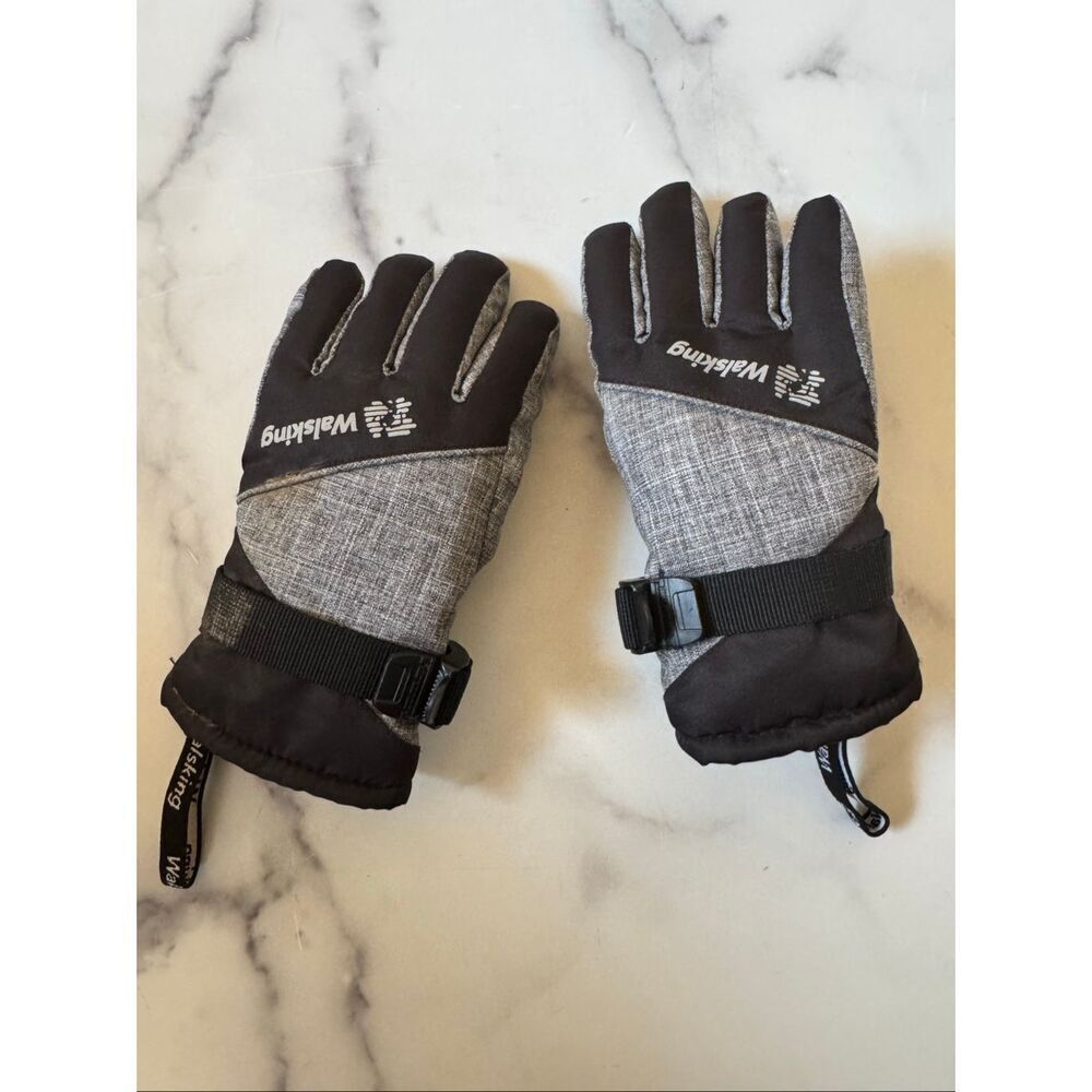 Walsking kids unisex snow gloves mittens winter accessories outerwear grey black
